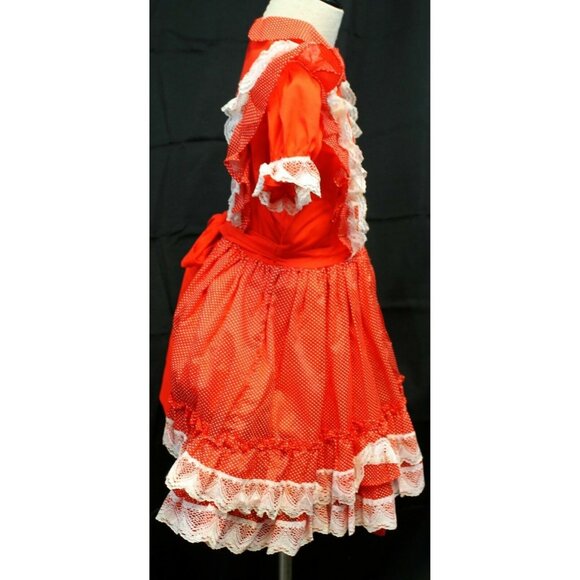 VTG Better Made by Betty Oden Red Dress Girls 6X Full Circle Skirt Polka dot - Picture 4 of 12